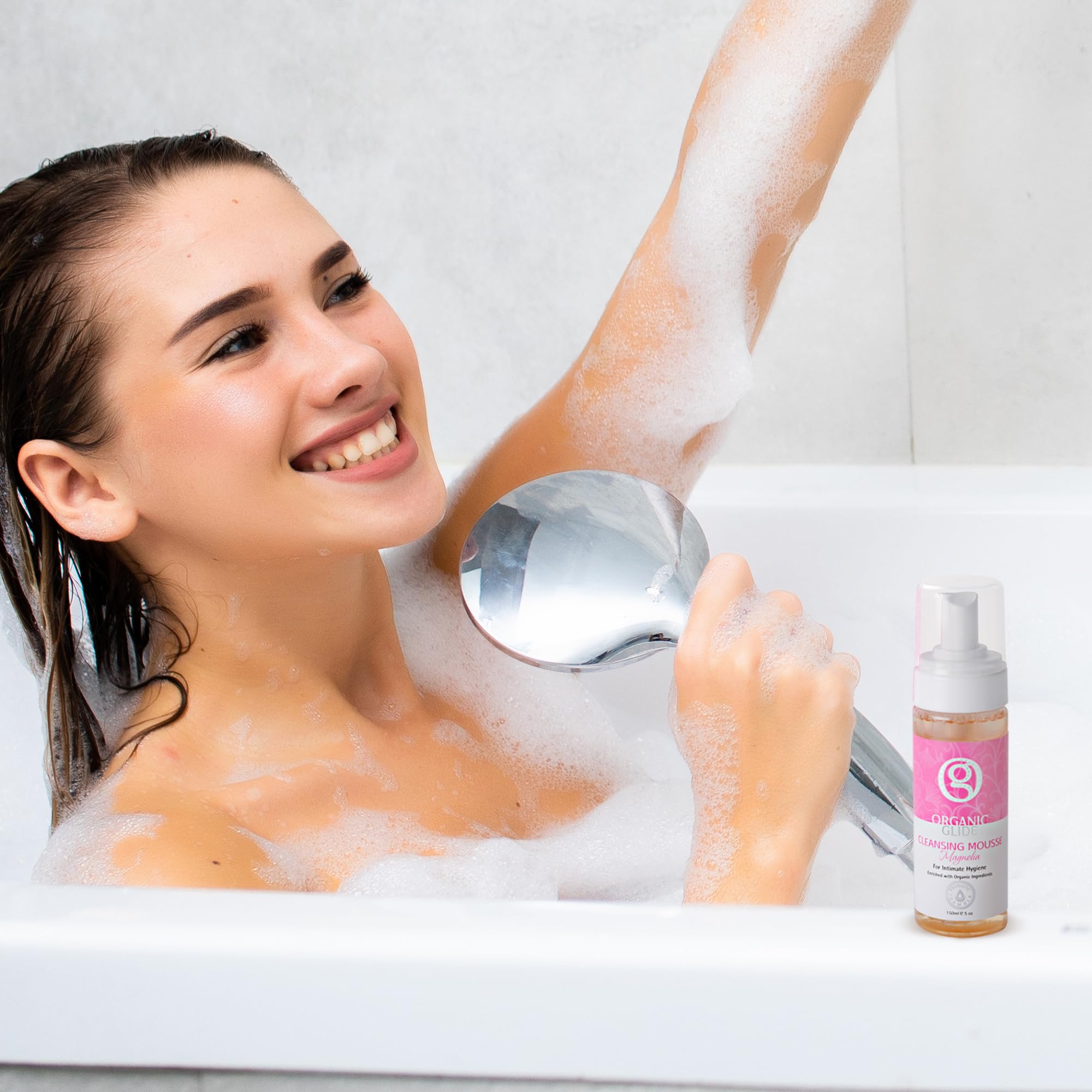 Organic Glide Feminine Body Wash 5 fl oz - Natural Cleansing Mousse with Unique Probiotic Support, pH Balanced, Gentle for Sensi