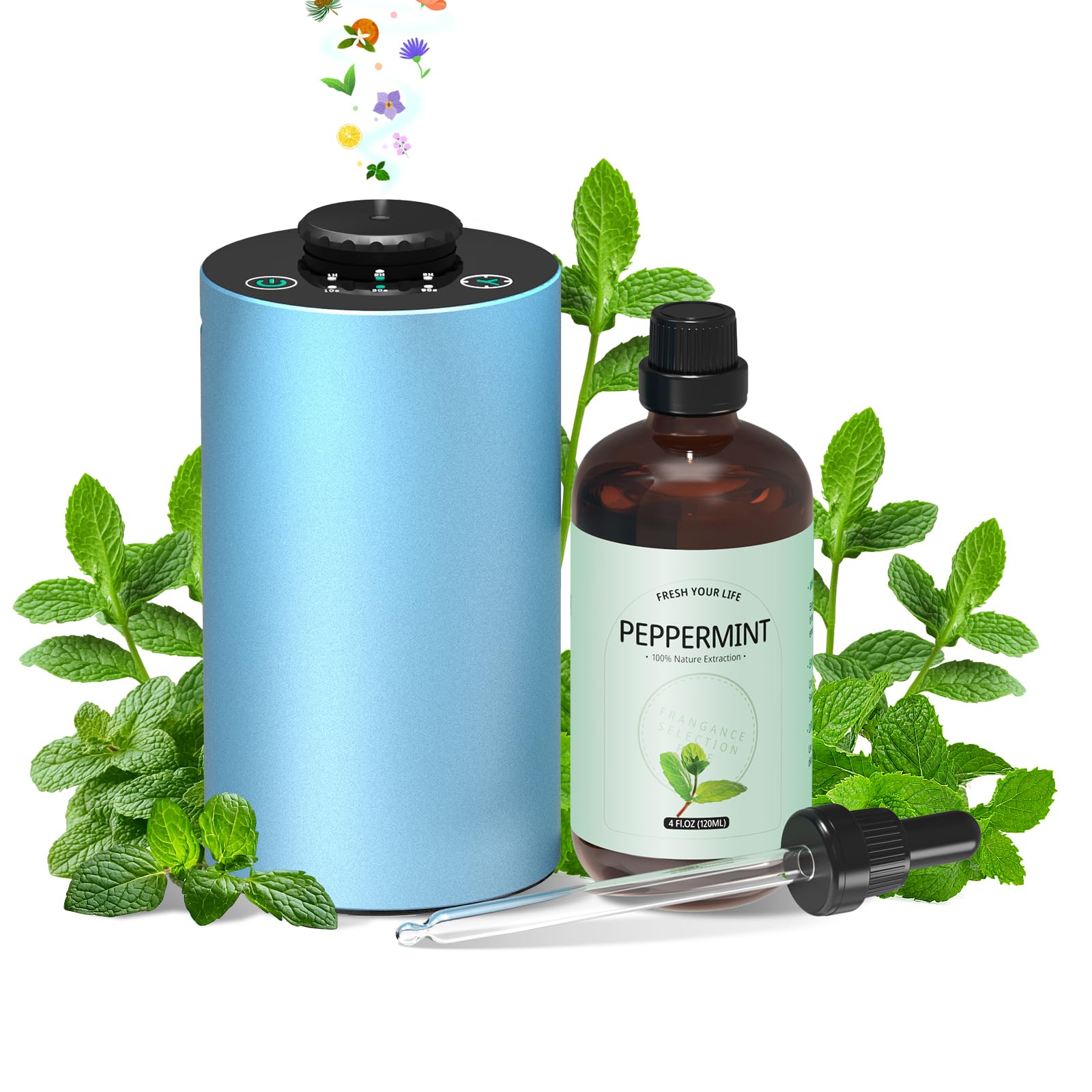 Waterless Car Diffuser for Essential Oil, Battery Operated Smart Air Freshener, Portable Mini Aromatherapy Scent Diffusers, 3 Ti