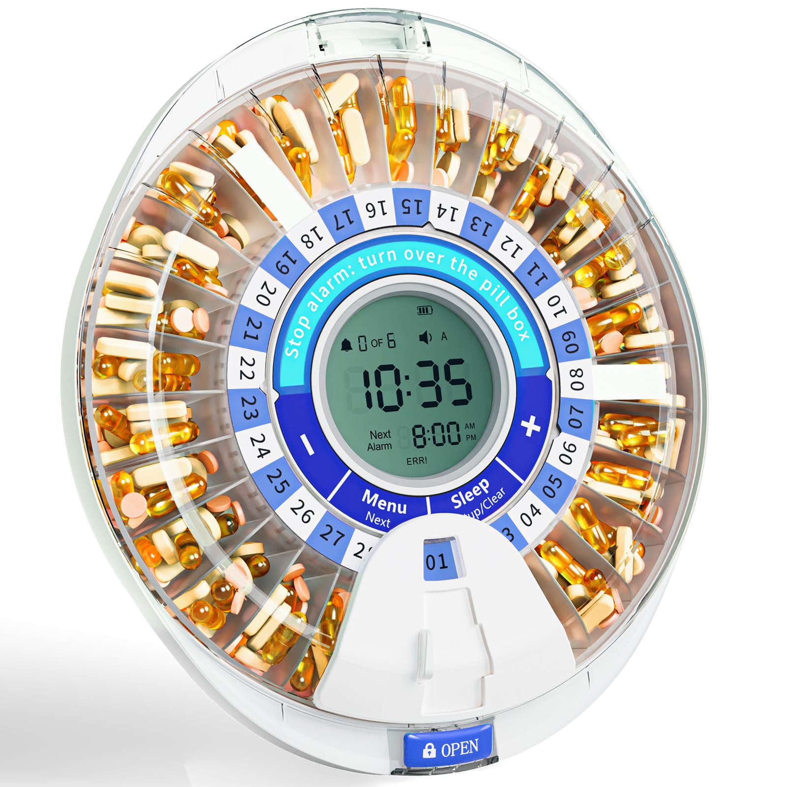 Windtrace Automatic Pill Dispenser for Elderly, Electronic Pill Organizer with Alarm & Light, 28 Day Smart Timed Medication Disp