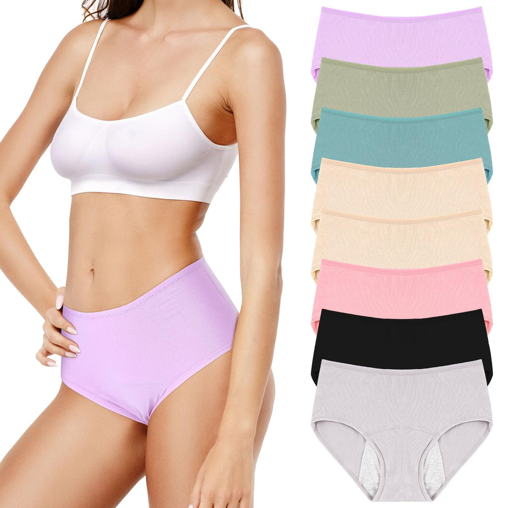 Bunnycool 8 Pcs Leakproof Underwear for Women Leak Proof High Waisted Underwear over 60 for Incontinence Panties for Women (L) M