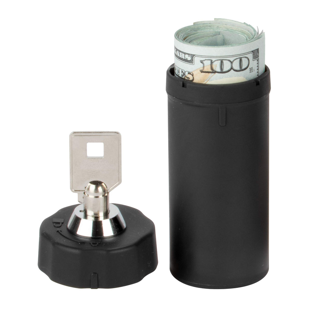 EZY DOSE Pill Box and Medicine, Vitamin Container, Safe for Money & Travel Items, Stainless Steel, 2 Keys with Lock, Large, Blac