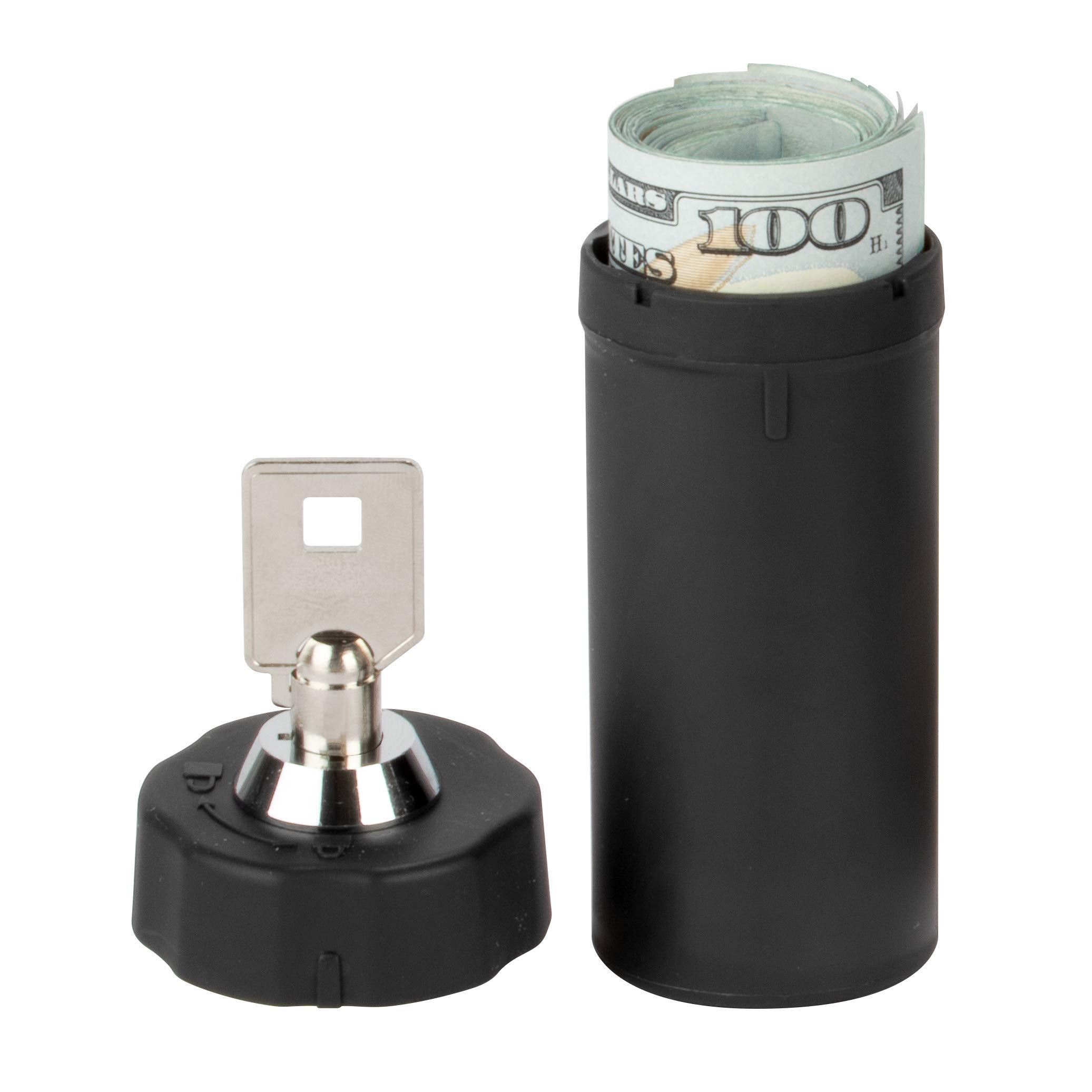 EZY DOSE Pill Box and Medicine, Vitamin Container, Safe for Money & Travel Items, Stainless Steel, 2 Keys with Lock, Large, Blac