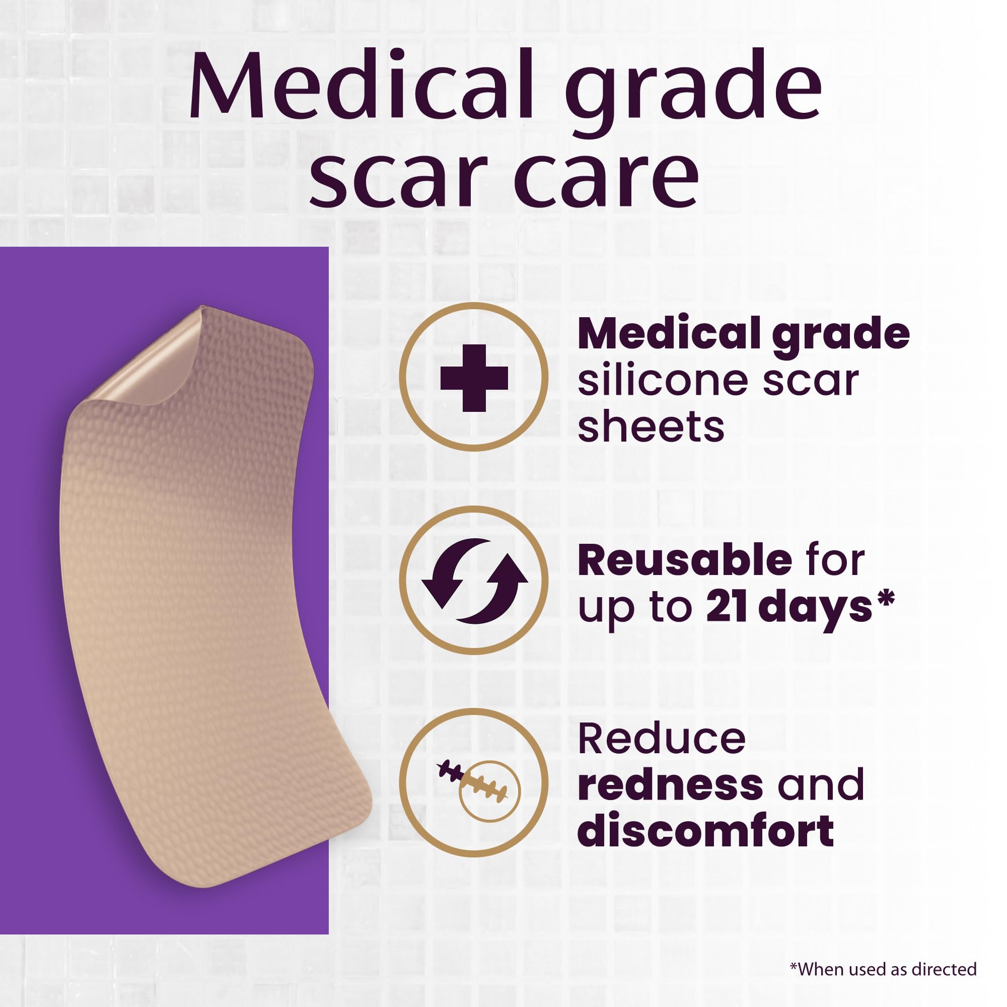 Mederma Medical Grade Silicone Scar Sheets; Improves The Appearance of Old and New Scars; for Injury, Burn and Surgery Scars, 4