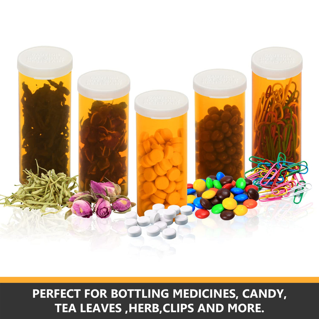 Empty Plastic Pill Bottles with Easy Open Snap Caps (Not Child Resistant), Prescription Medication Vials, Clear Containers Pill