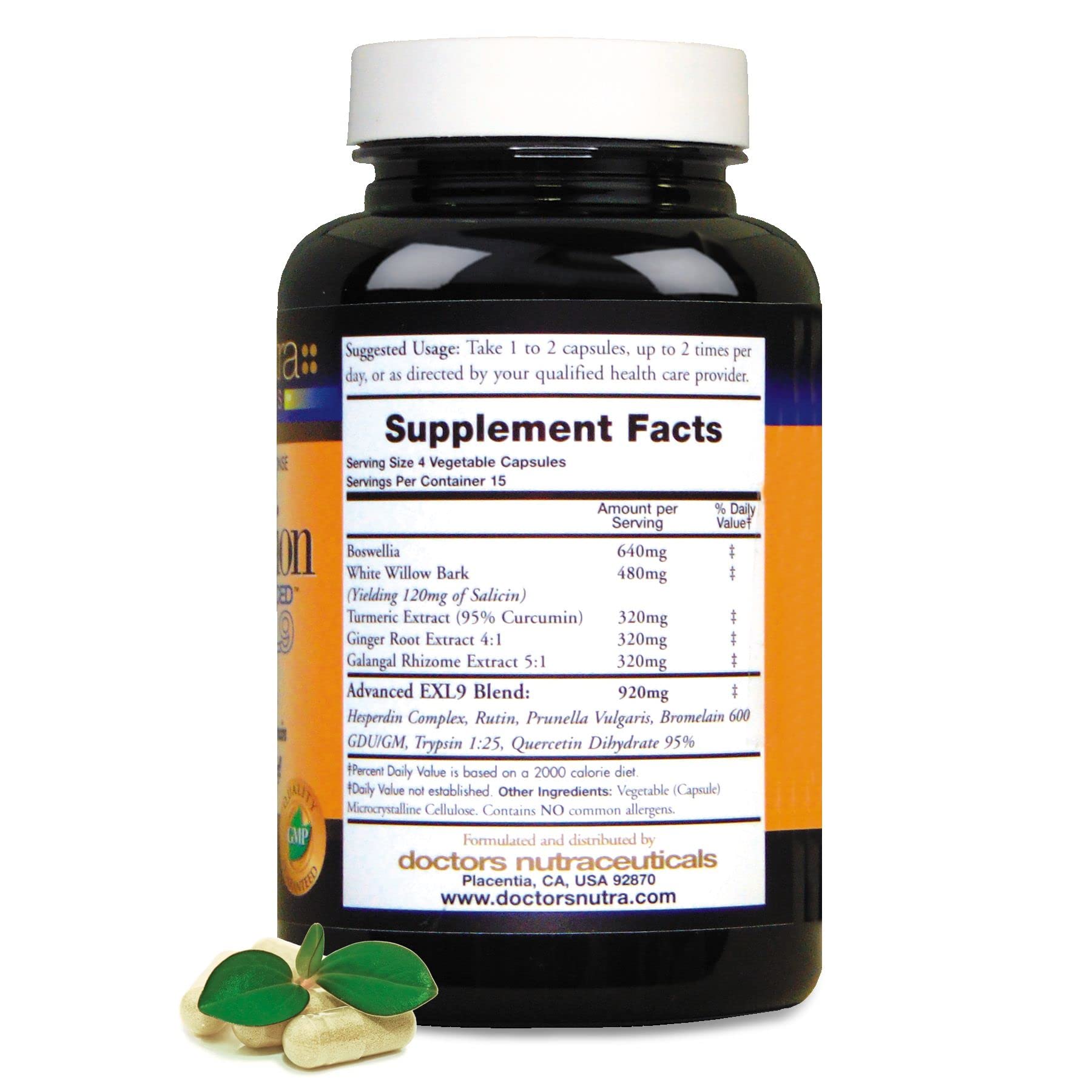 Doctors Nutra Nutraceuticals InflamEzze - Turmeric, Curcumin, Ginger Supplement - Gluten-Free, 60 Capsules