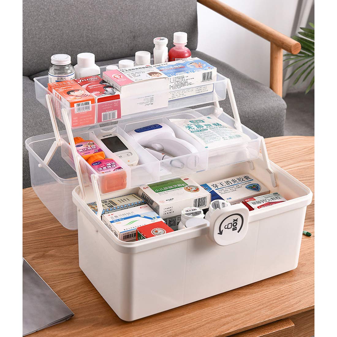 Dittzz Bote  Pharmacie, 3 Couche Bote  M  dicament Bote de Premiers Secours Bote de Rangement,34 x 19 x 22,5cm