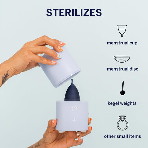Pixie Menstrual Cup & Disc Steamer Sterilizer 2.0 - Kills 99.9% of Germs with Cleaner Steam - Wash Your Period Cup in 3 Minutes!
