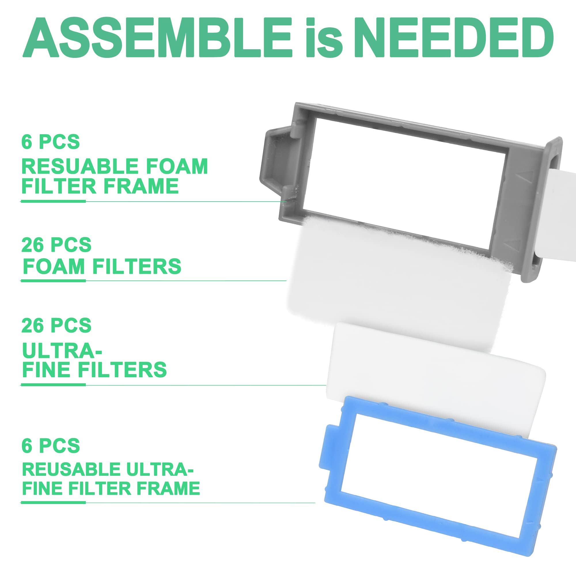 ItAll 52PCS Filters Assembly Compatible with DreamStation 2, 20 Foam & Ultra Fine Filters