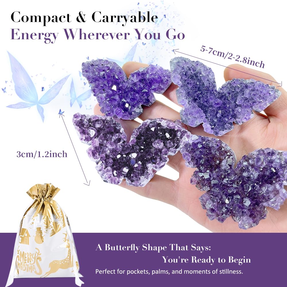 BAOHEN A Symbol of Healing - Amethyst Crystal Butterfly Healing Crystals Gifts for Women, Spiritual Decor, Crystals Healing Ston