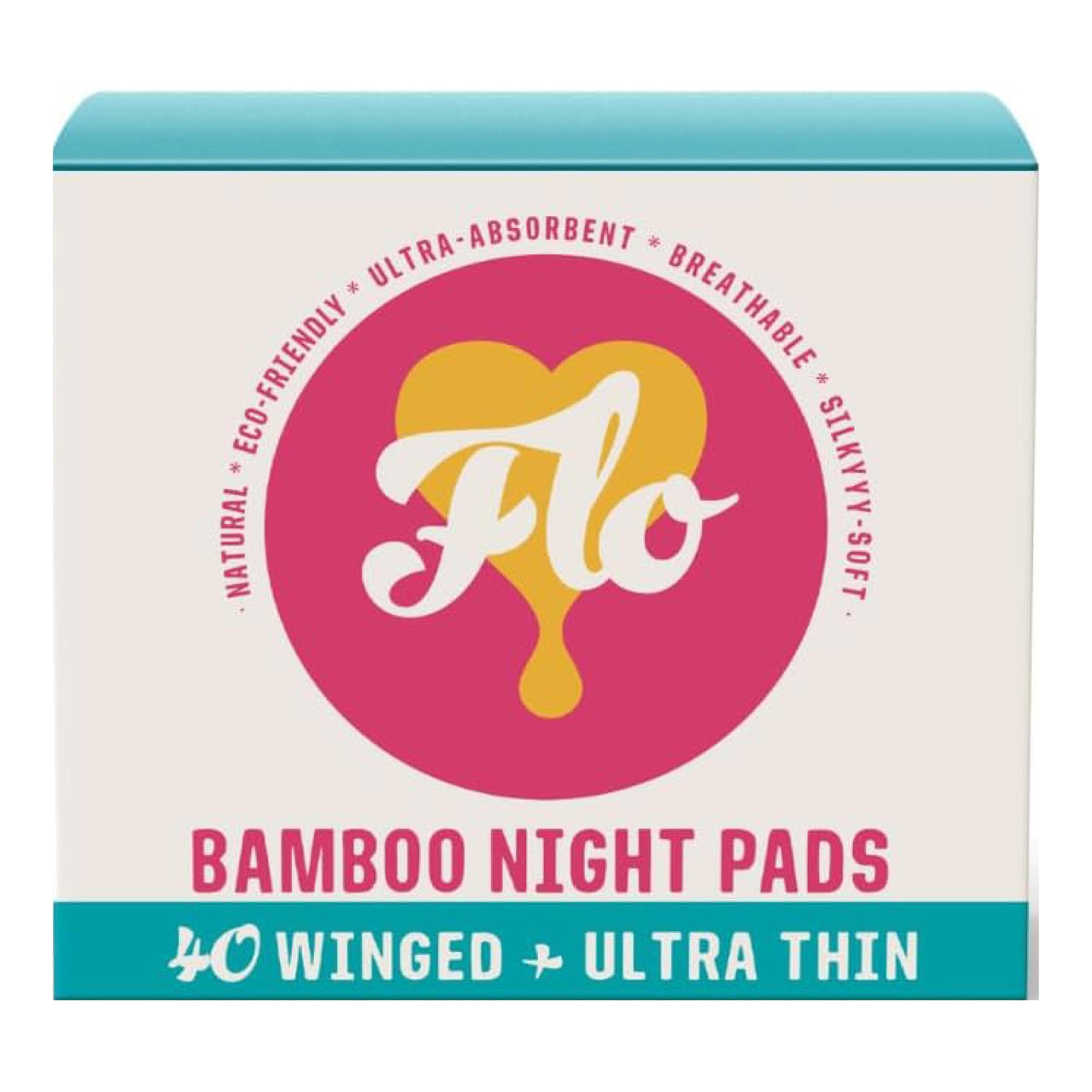 FLO Bamboo Pads with Wings, Plant-Based Cotton, Absorbent, Unscented, Breathable, Black-and-Woman-Owned, Leak-Busting Protection