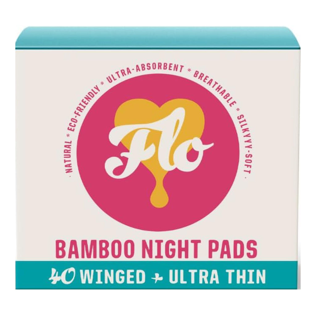FLO Bamboo Pads with Wings, Plant-Based Cotton, Absorbent, Unscented, Breathable, Black-and-Woman-Owned, Leak-Busting Protection
