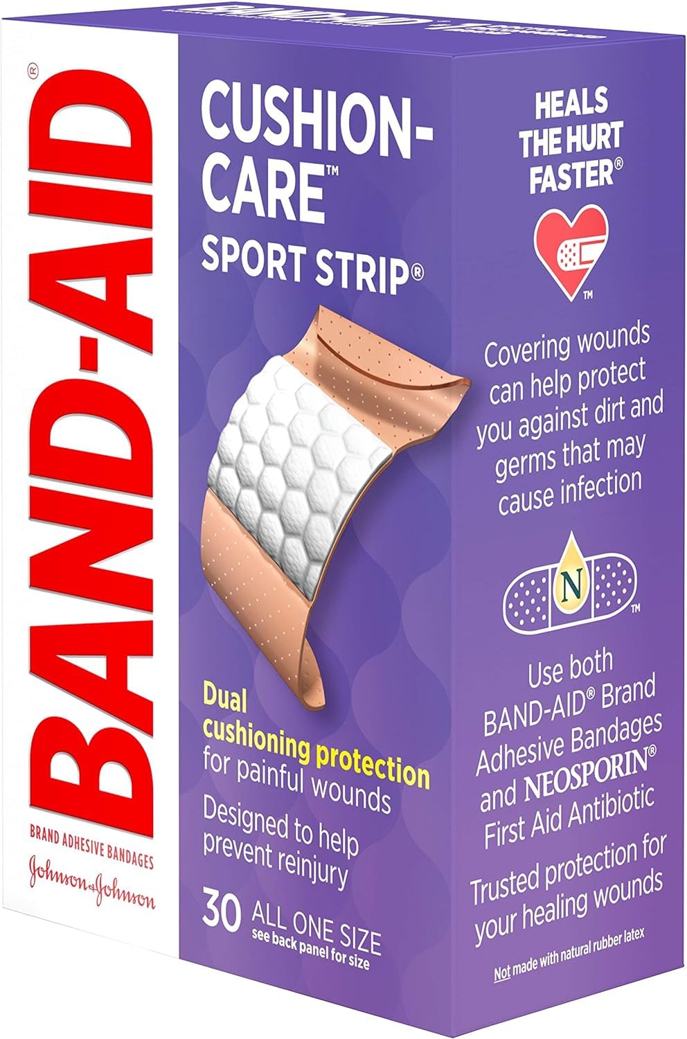 Band-AID Bandages Cushion-Care Sport Strip 30 ea (Pack of 3)