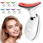 Face Neck Massager with 7-Color Light Modes for Face Sculpting Skin Care,Tightening,Smoothness - Red LED Light Therapy Device To