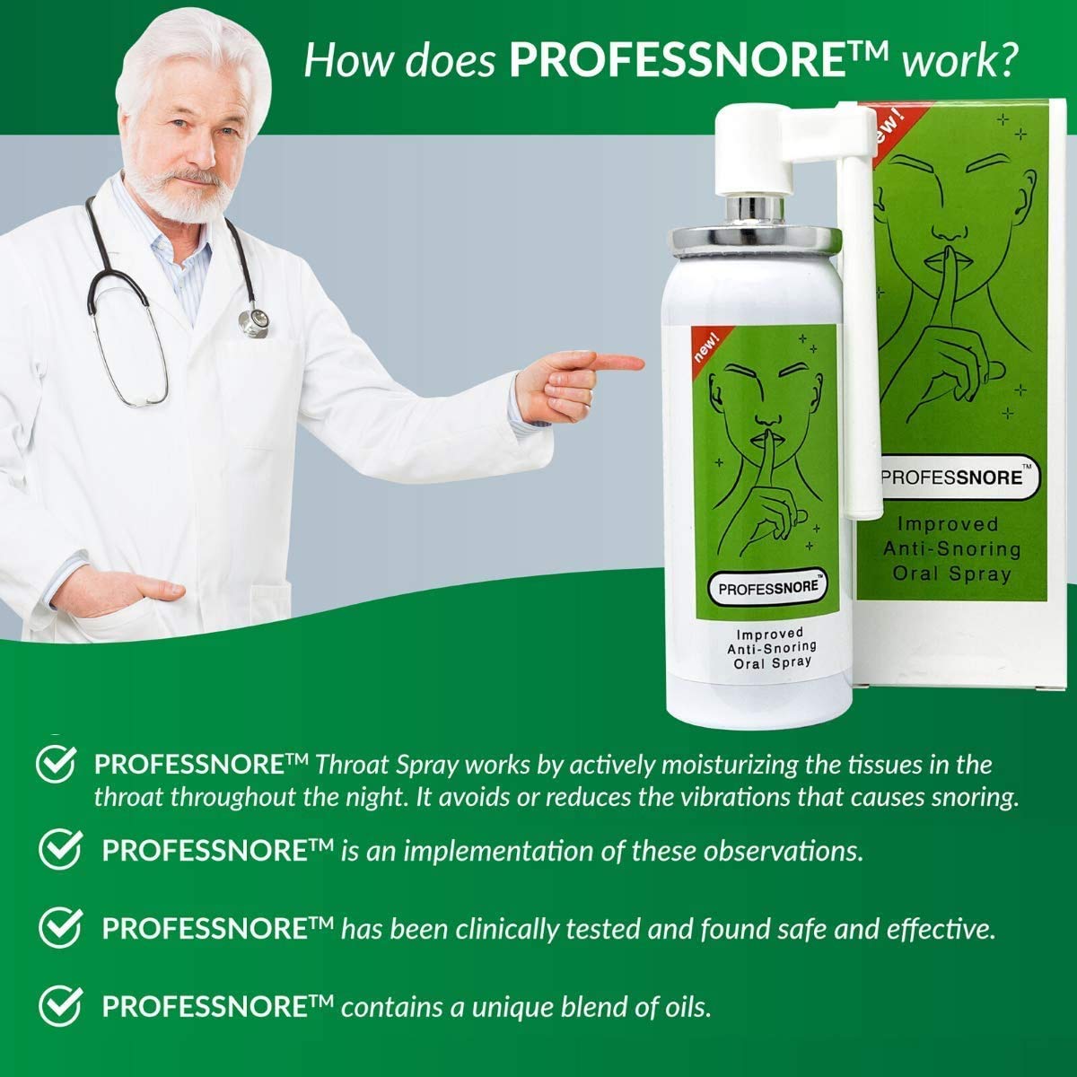 professnore Snore Solutions Anti Snoring Stop Relief Spray 1.69 Fl oz (50 ml)