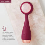 PMD Beauty Clean Pro RQ - Smart Facial Cleansing Device with Silicone Brush & Rose Quartz Gemstone ActiveWarmth Anti-Aging Massa