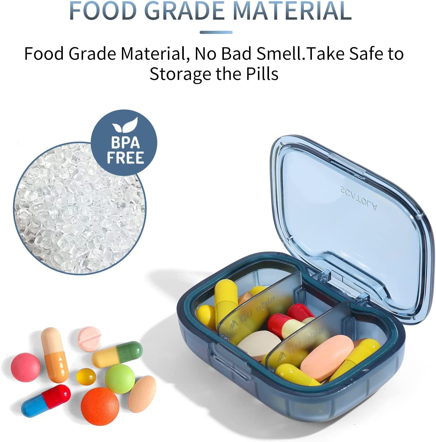 KANGYAN 3 Compartment Pill Box, Moisture Proof Pill Case, Travel Pill Organizer for Pocket Purse, Daily Portable Medicine Vitami