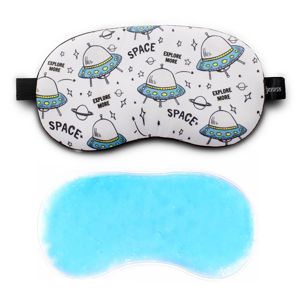 Jenna Unisex Printed Comfortable Sleeping Relief Eye Mask With Adjustable Strap & Blindfold With Gel (White)