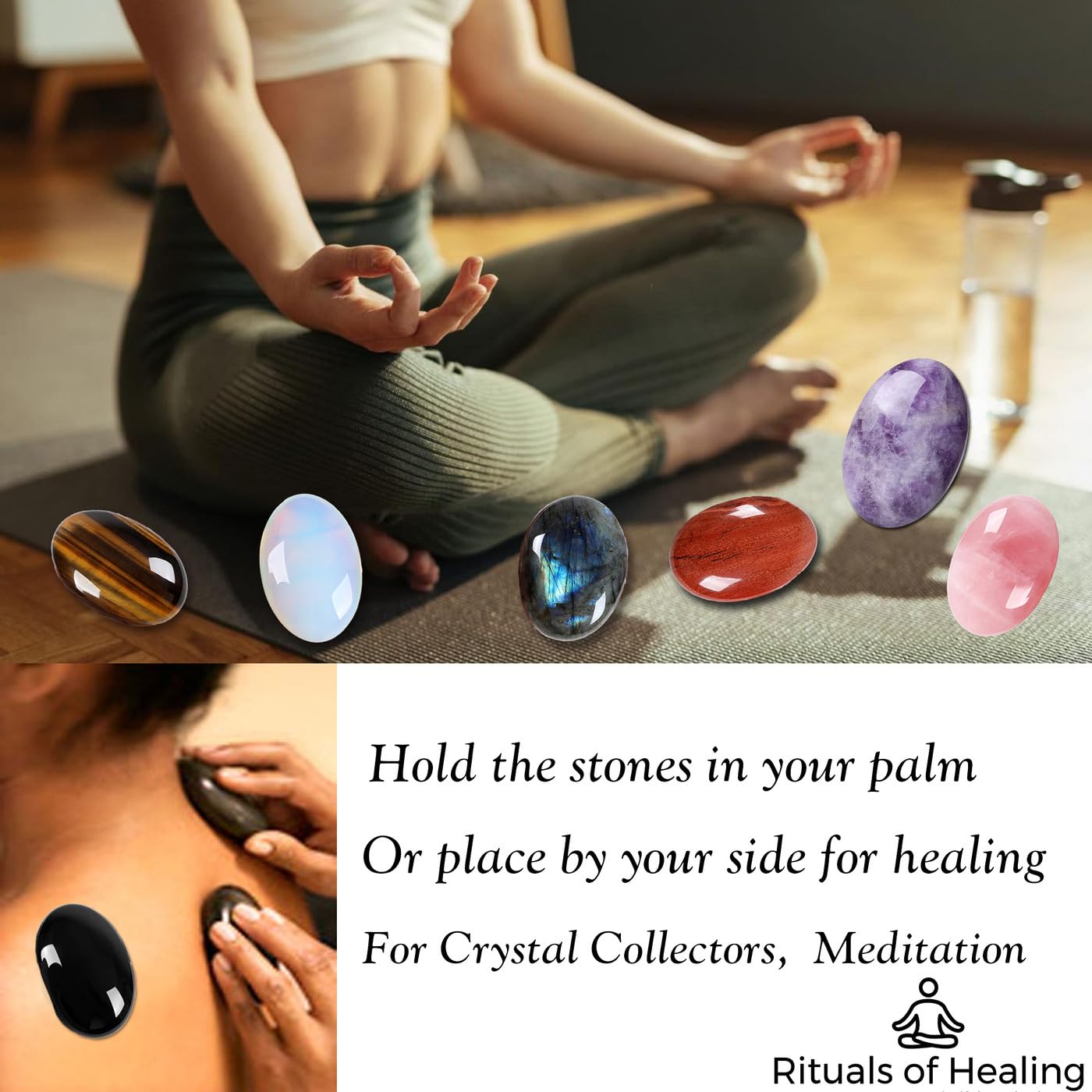 MAIBAOTA 2.4'' Lapis Lazuli Crystal Stone Polished Palm Stone 0.7'' Thick Natural Reiki Gemstone Worry Stone Healing Crystals En