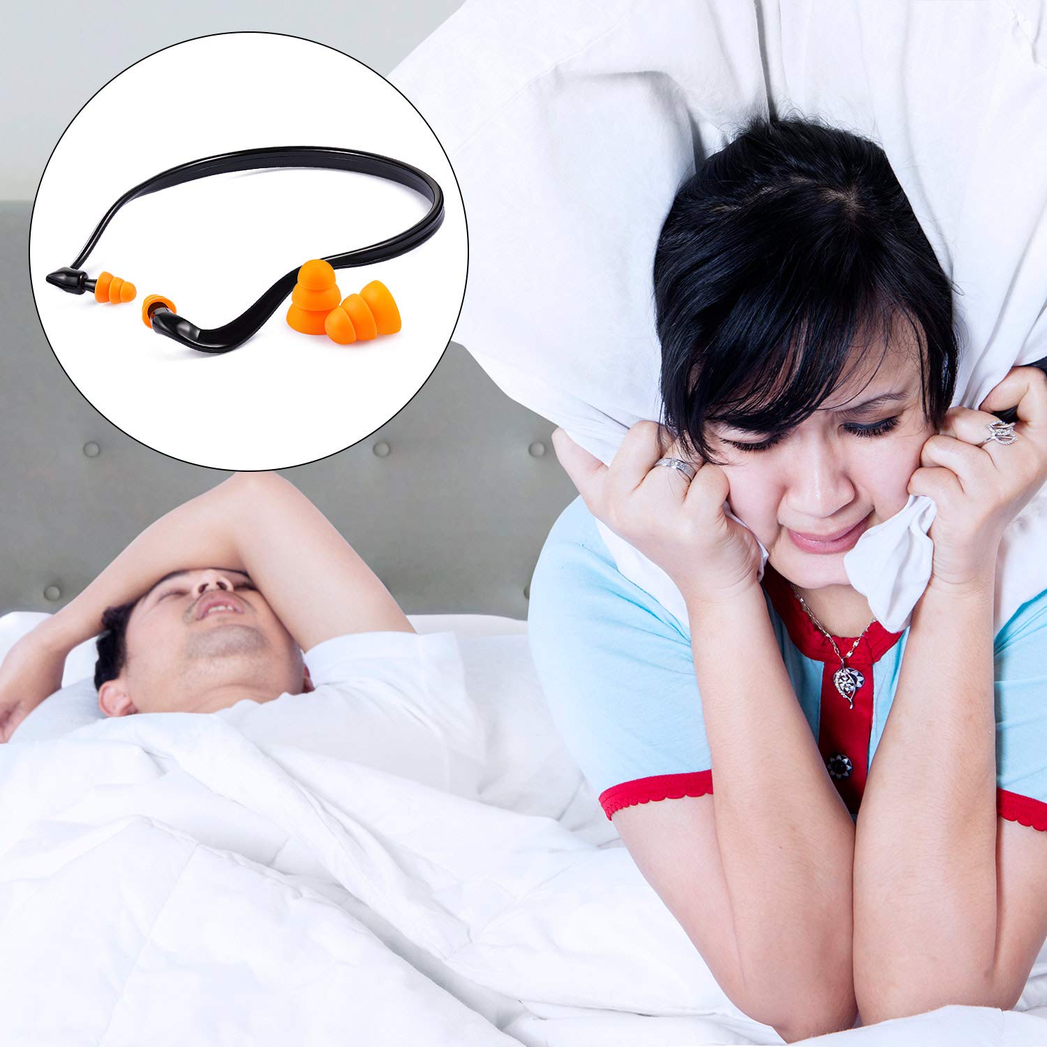 Banded Earplugs for Shooting Range Band Ear Plugs Lightweight Silicone Earplugs for Hearing Protection, Noise Reduction, Work, C