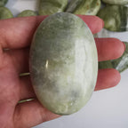 Loveliome Natural Green Jade Oval Polished Worry Stones, Healing Crystal Indoor Fountain Stones Massage Energy Anxiety Relief It