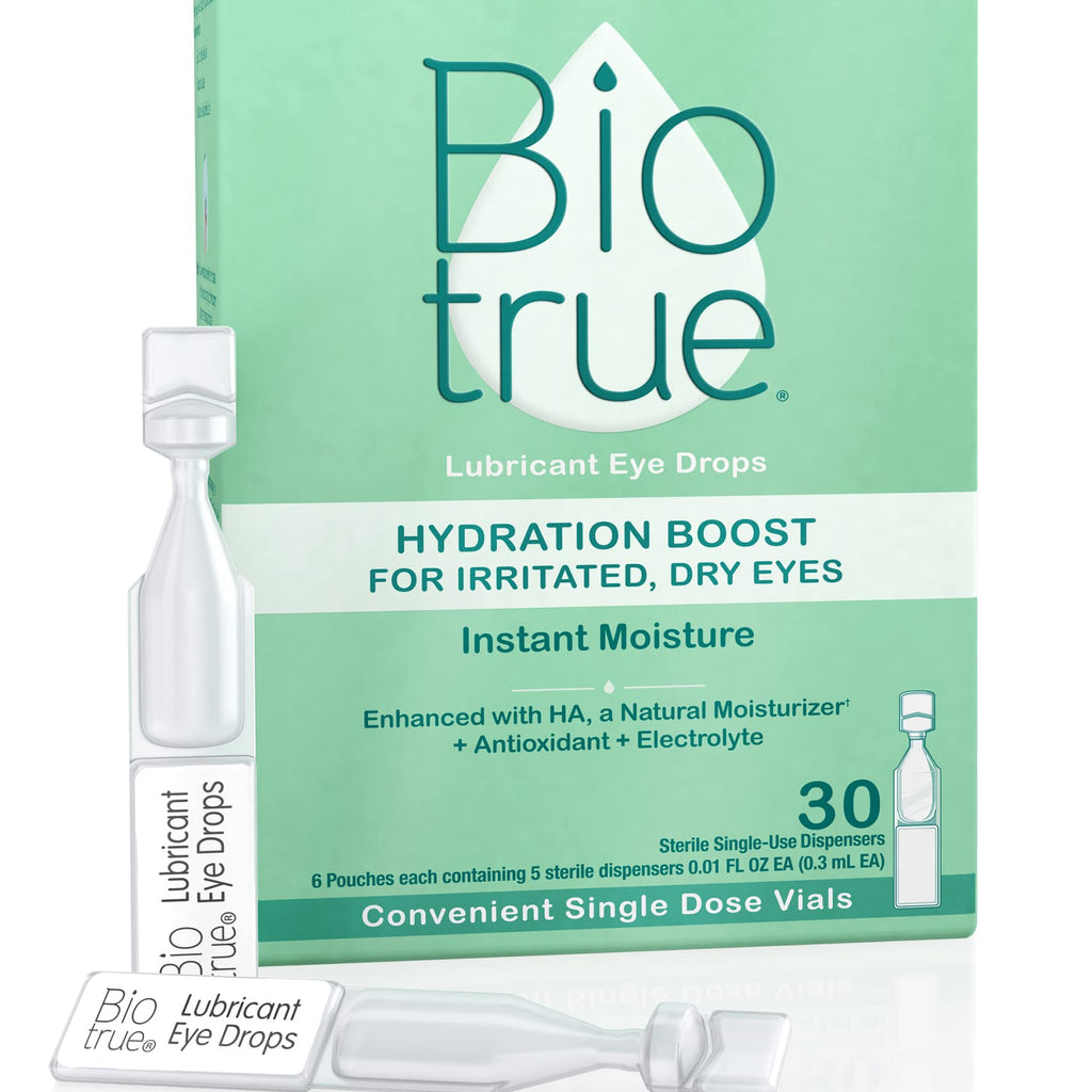 Biotrue Hydration Boost Eye Drops for Irritated, Dry Eyes in Single Dose Vials from Bausch + Lomb, Instant Moisture, Preservativ