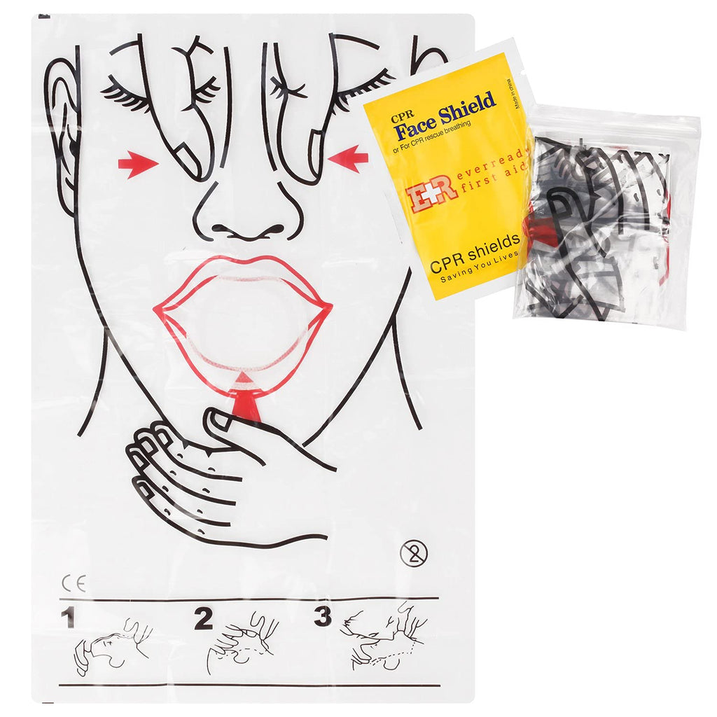 Ever Ready First Aid CPR Face Shield fits Adults, Children and Infants - 20 Pack
