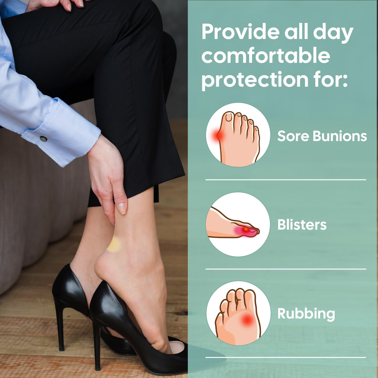 Gel Blister Hydrocolloid Bandages - Welnove 30ct Blister Cushions (Heel Pack) - Blister Bandages for Heel, Toe & Foot - Blister