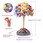 QLRSUXN Seven Chakra Crystal Tree of Life,4 Inch Natural Healing Stones,Reiki Energy Money Tree, Handmade with Copper Wire,Feng