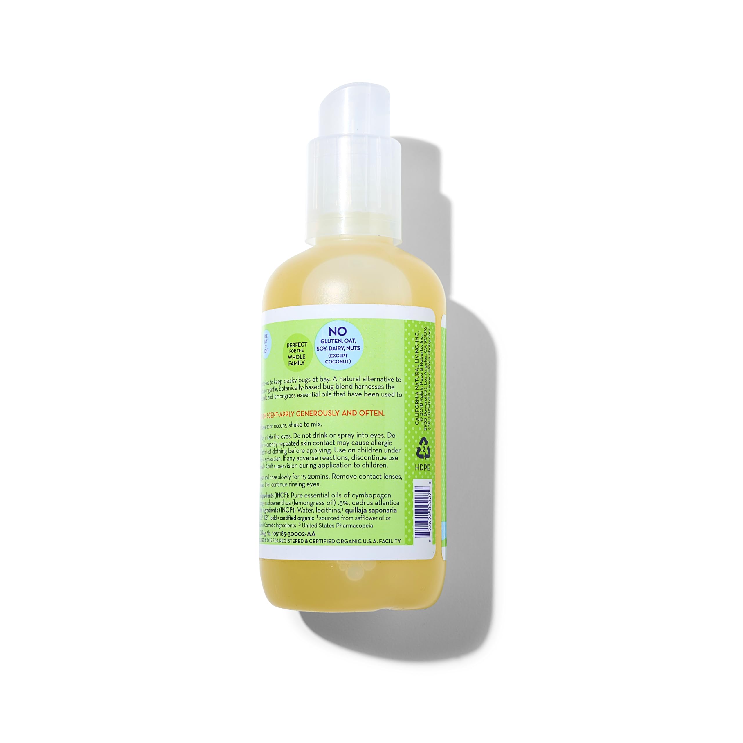 California Baby Natural Bug Spray | DEET Free Mosquito Repellent | Baby + Kids Bug Spray | Citronella Spray | Great Smell | 192