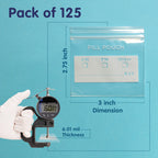 125 Packs 6 Mil Sturdy Pill Bags BPA Free Pill Pouch 3 x 2.75 Inch Write-on Label Seal Waterproof Reusable Clear Small Ziplock P