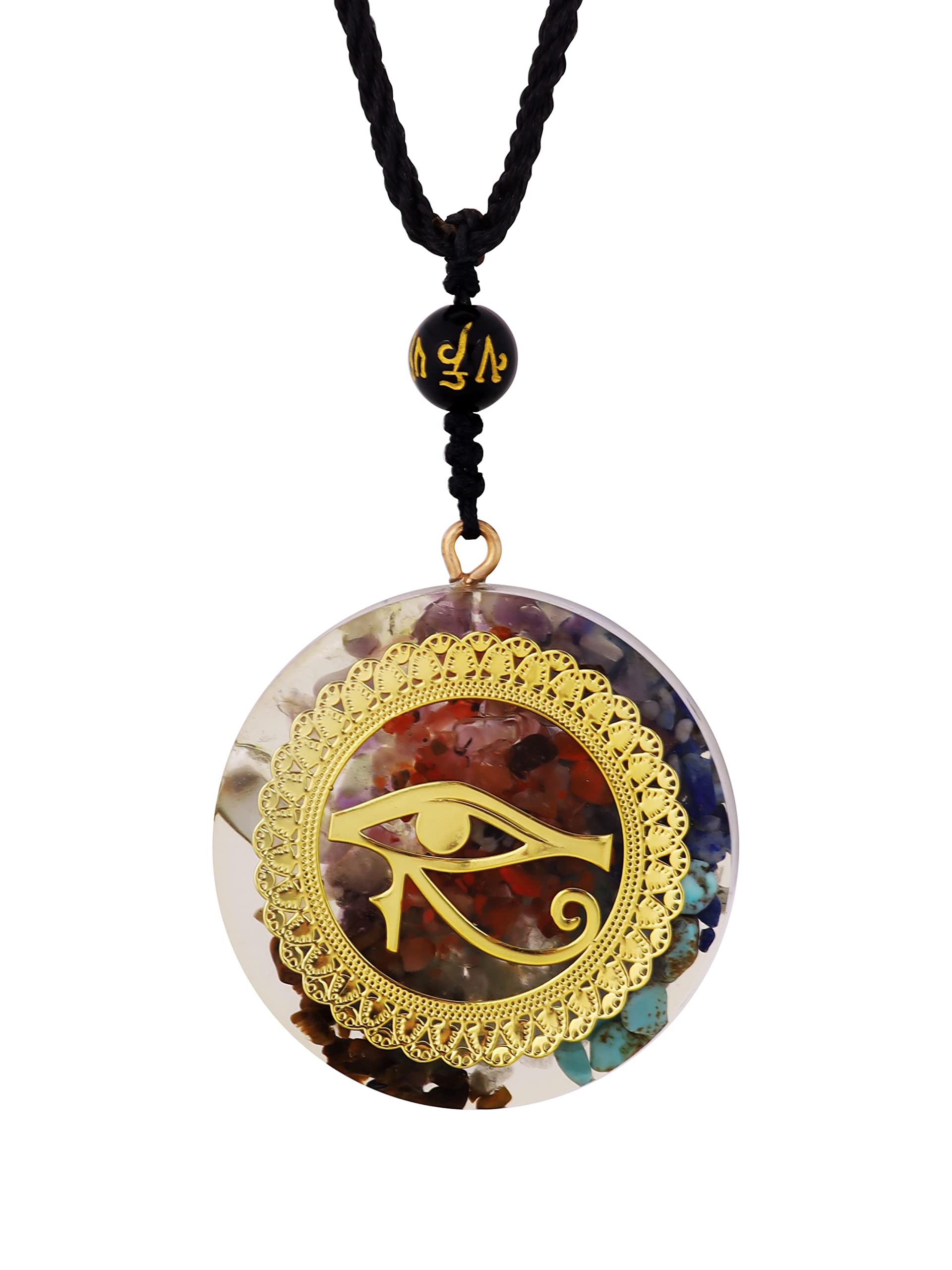 MINACHI Orgone Necklace, 7 Chakra Orgonite Egyptian Eye of Horus Pendant for Spiritual Healing and Positive Energy Meditation