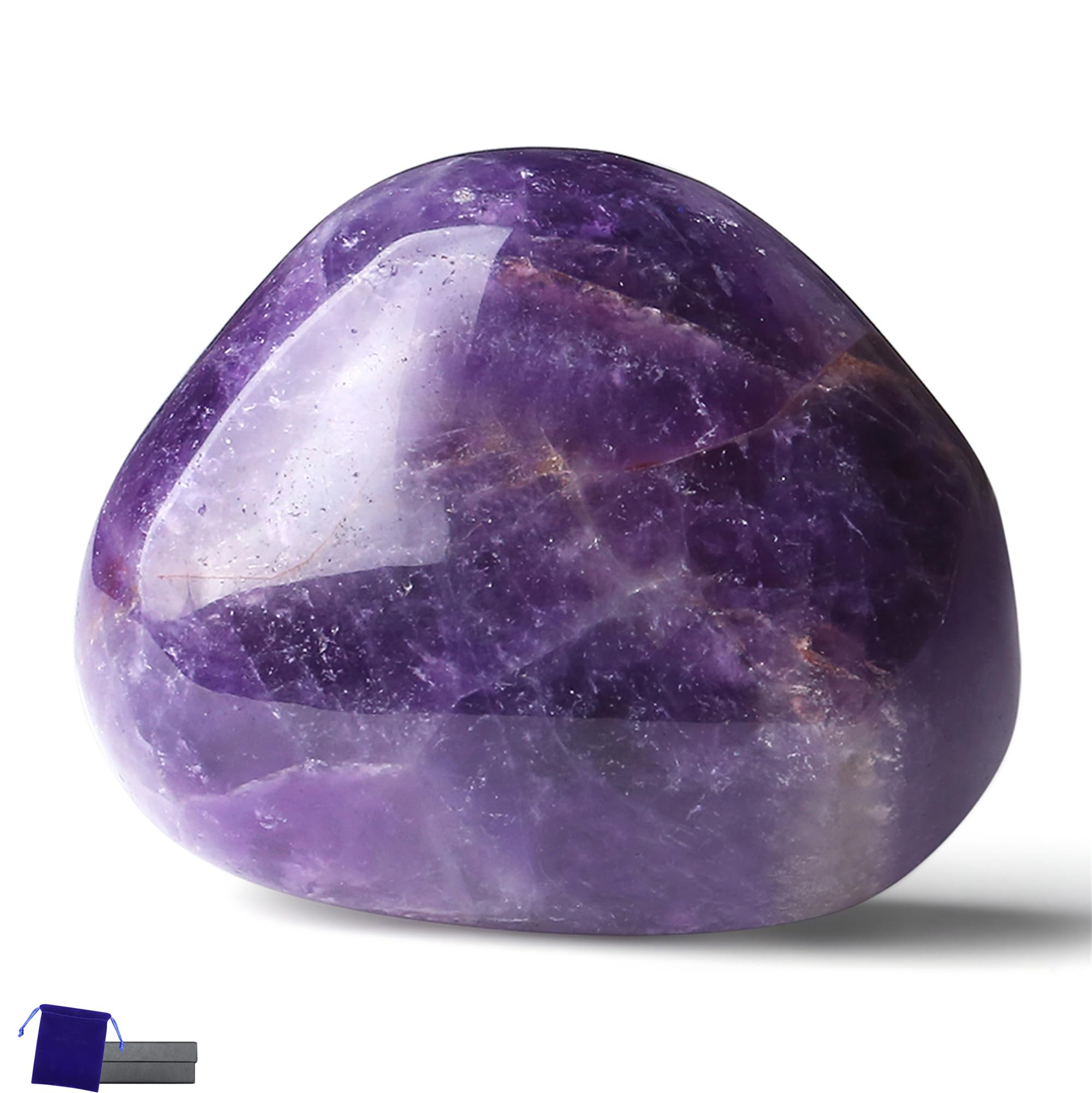 YATOJUZI 1.6''-2'' Amethyst Natural Crystals and Healing Stones Worry Stones Amethyst Stone Polished Rocks Purple Gemstones Palm