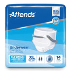 Attends Adult Absorbent Underwear, X-Large [56 Count] - Maximum Absorbency for Men and Women - Disposable Pull-On Diapers with T