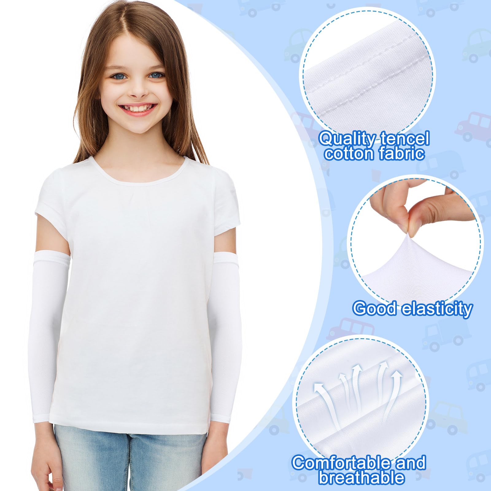 Eurzom 8 Pairs Eczema Sleeve for Kids Toddler Elastic Arm Sleeves Soft and Does Not Hurt the Skin UV Protection(5-7 Inch)