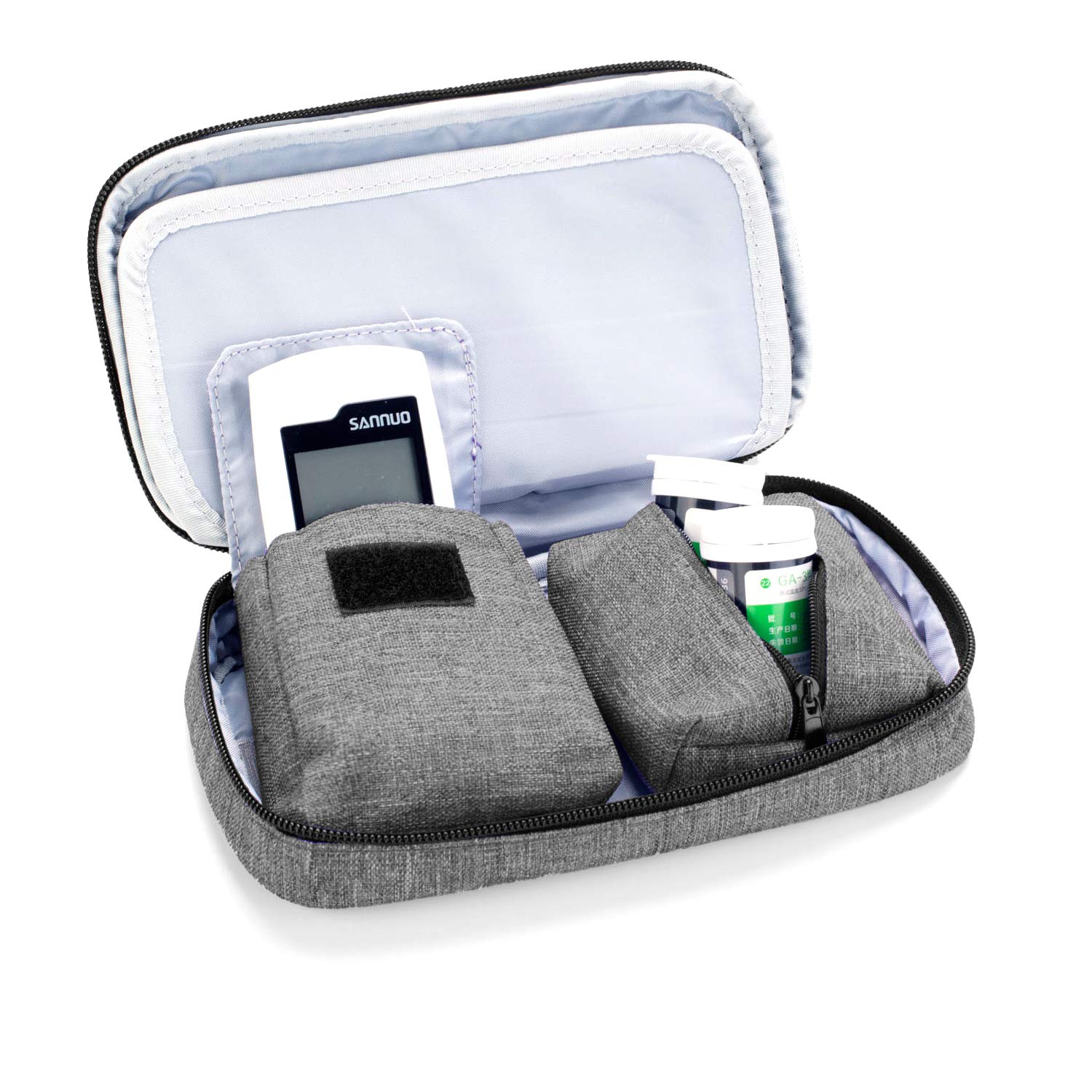 LUXJA Diabetic Supplies Travel Case, Storage Bag for Glucose Meter and Other Diabetic Supplies (Bag Only), Gray