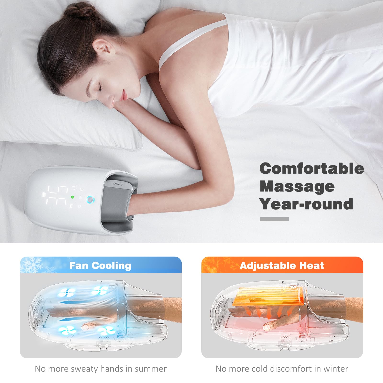 KNQZE Hand Massager with Heat and Compression, Rechargeable Touchscreen Massager with Roller Kneading for Wrist, Carpal Tunnel a