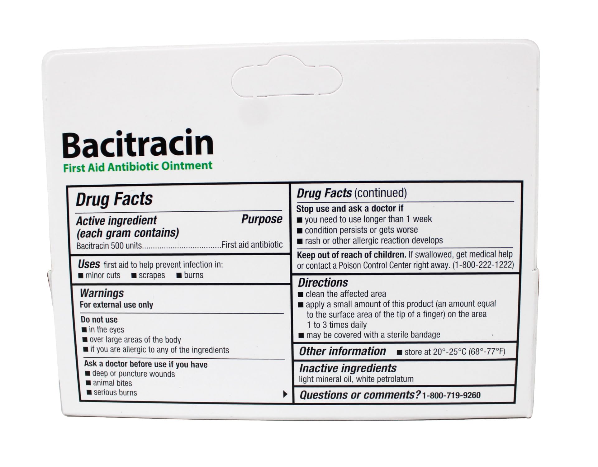 Bacitracin First aid Antibiotic Ointment, USP - 1/2 Oz