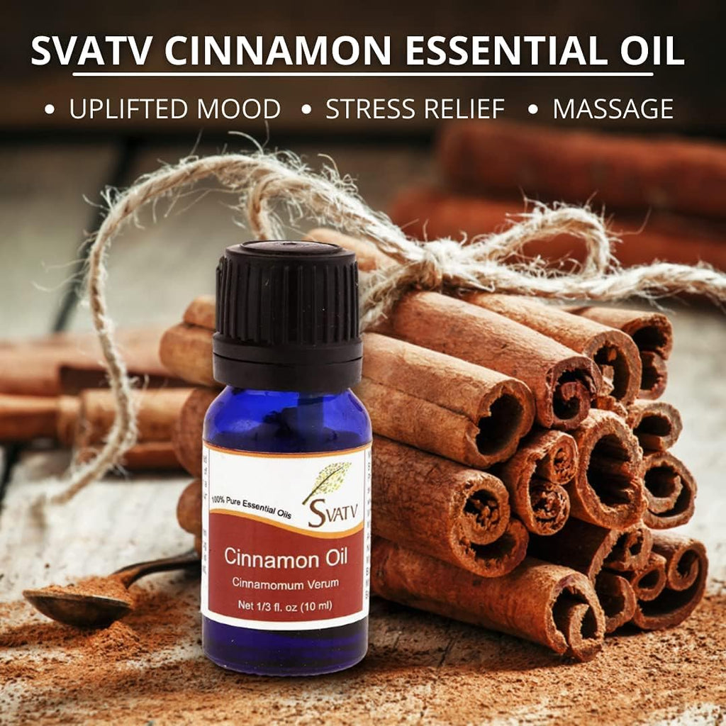 SVATV Cinnamon Essential Oil Therapeutic Grade Aromatherapy Oils Fragrance Oil for Diffuser Yoga Massage & DIY Personal Care 10