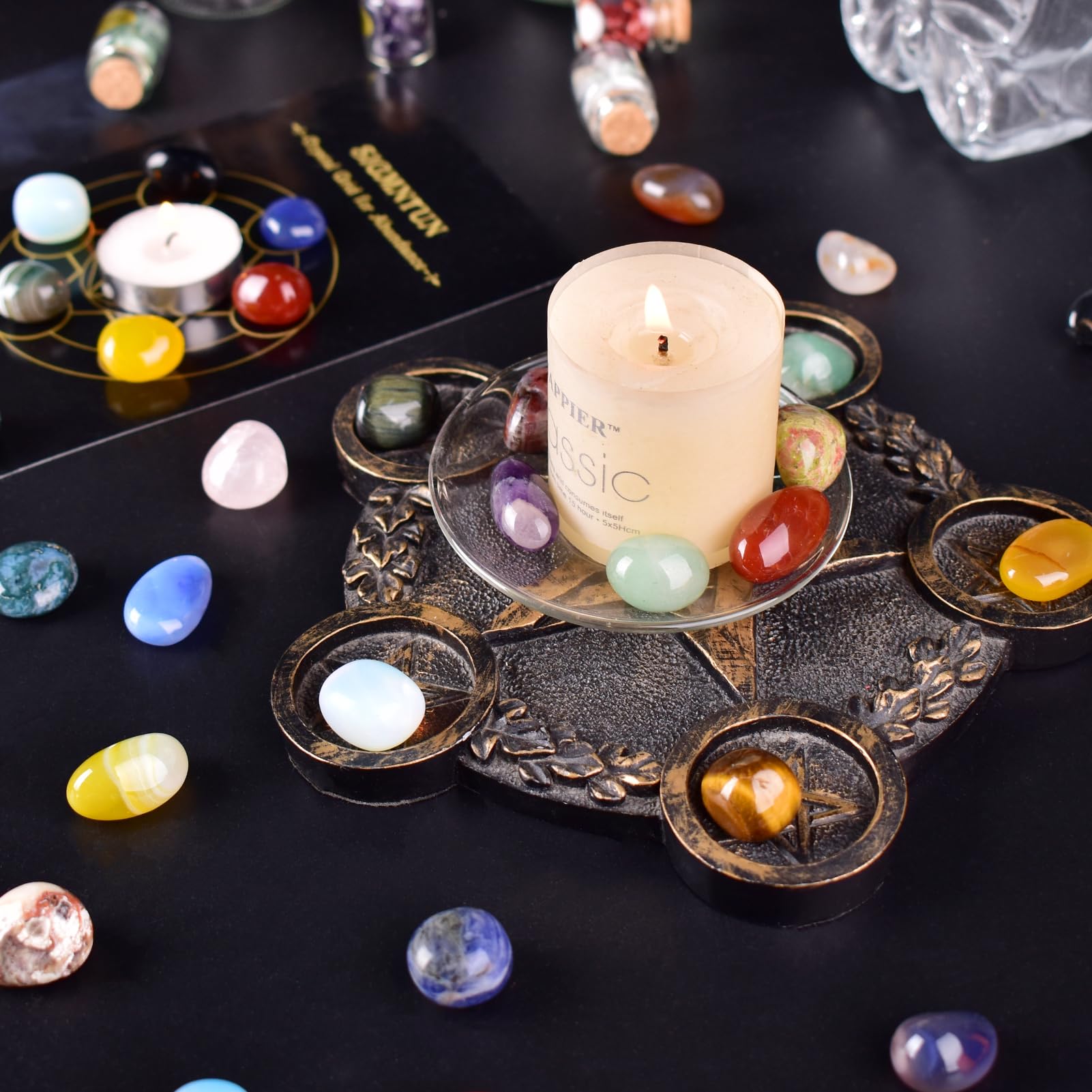 SigMntun Polished Multicolor Healing Crystal Stone Set, 72 Pcs, 0.5 Handpicked Tumbled Stones for Healing, Reiki, Meditation, Cr