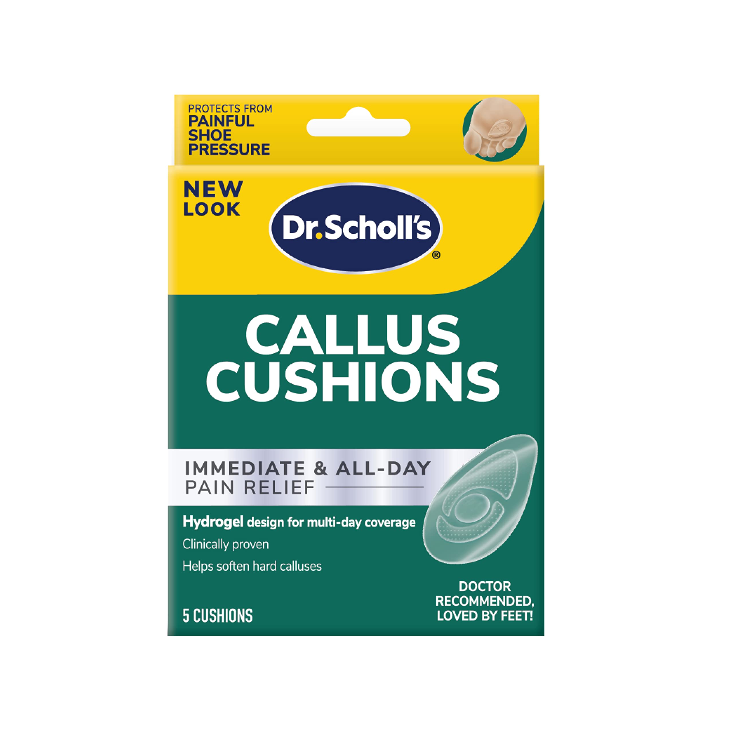 Dr. Scholl's Callus Cushions with Hydrogel Technology, 5 ct // Cushioning Protection Against Shoe Pressure and Friction That Fit