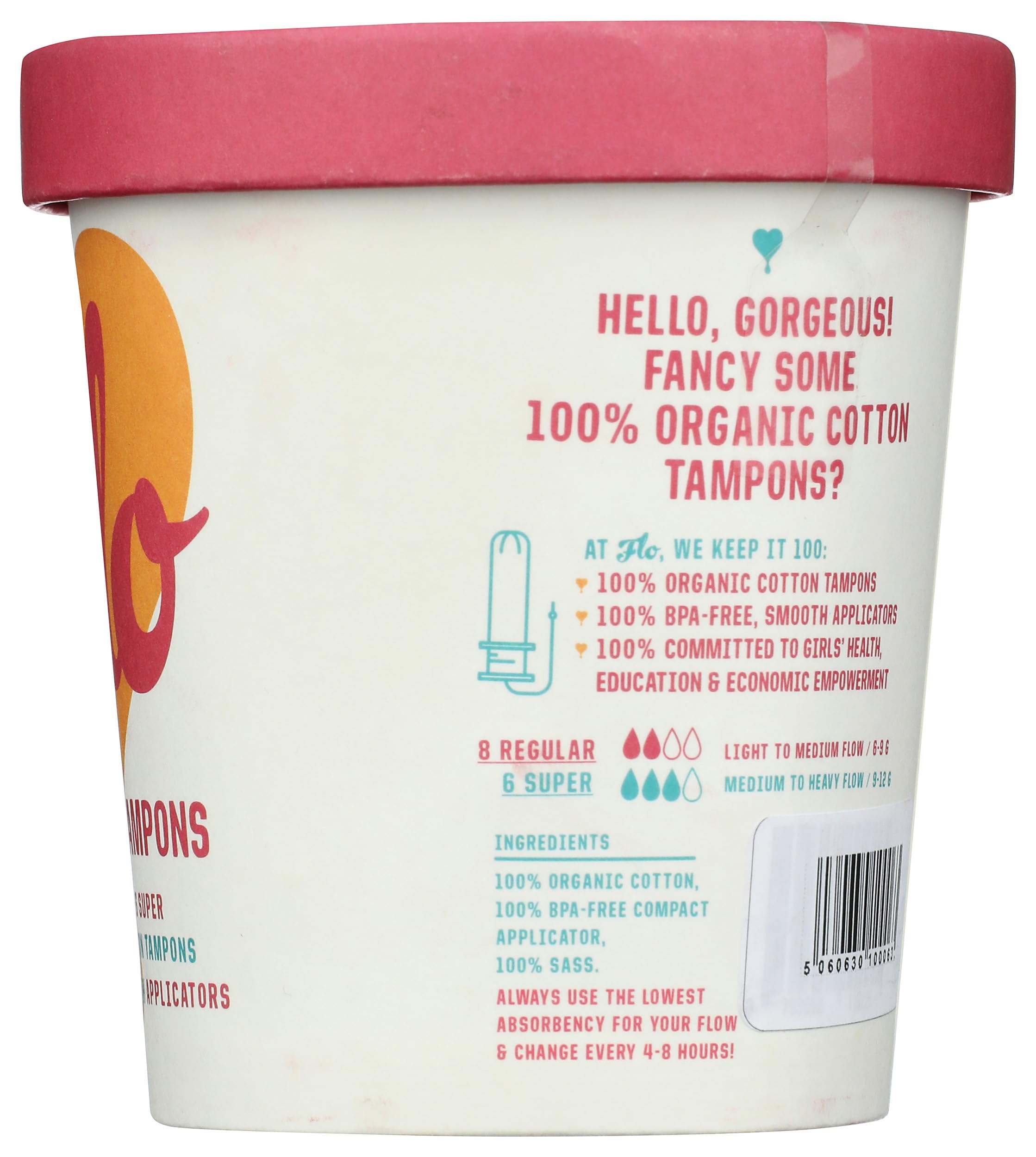 Here We Flo Regular & Super Cotton Tampons, 14 Ct