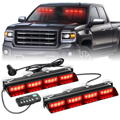XRIDONSEN Emergency Dash Strobe Lights Safety Flashing Warning Hazard Interior FrontRear Windshield Deck Split Lights wSuction c
