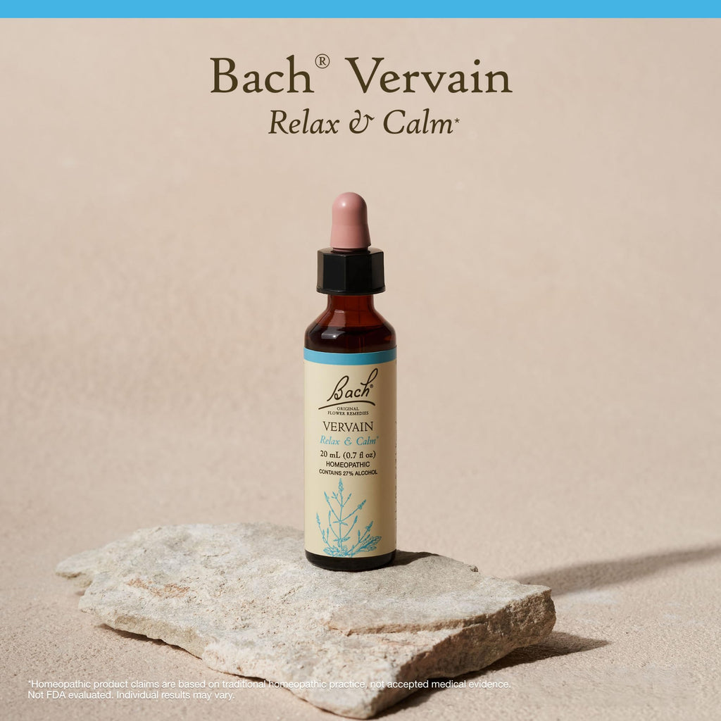 Bach Original Flower Remedies, Vervain - Relax & Calm - Natural Homeopathic Flower Essence for Emotional Balance - Vegan, Gluten