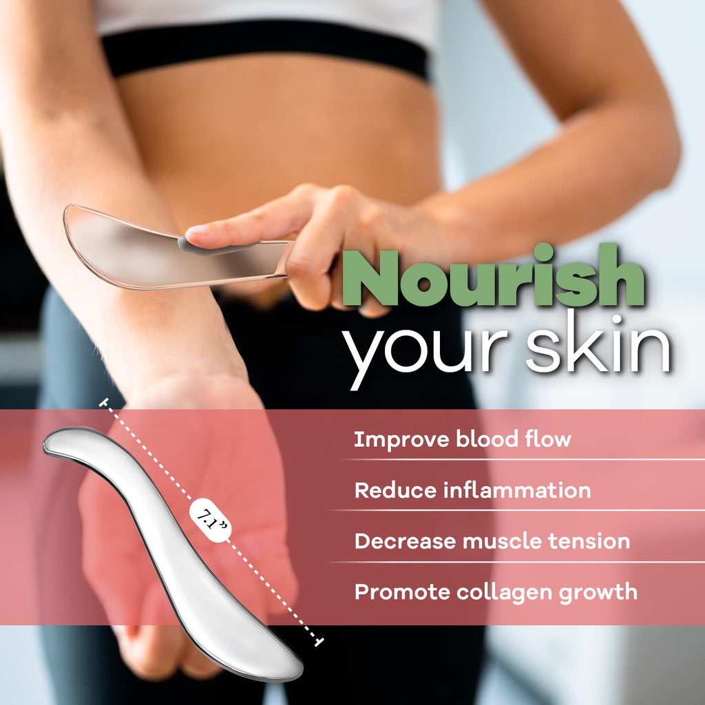 Stainless Steel Gua Sha Tool - Muscle Scraper Guasha Tool for Body - Gua Sha Body Tool - Myofascial Release Tool - Fascia Massag