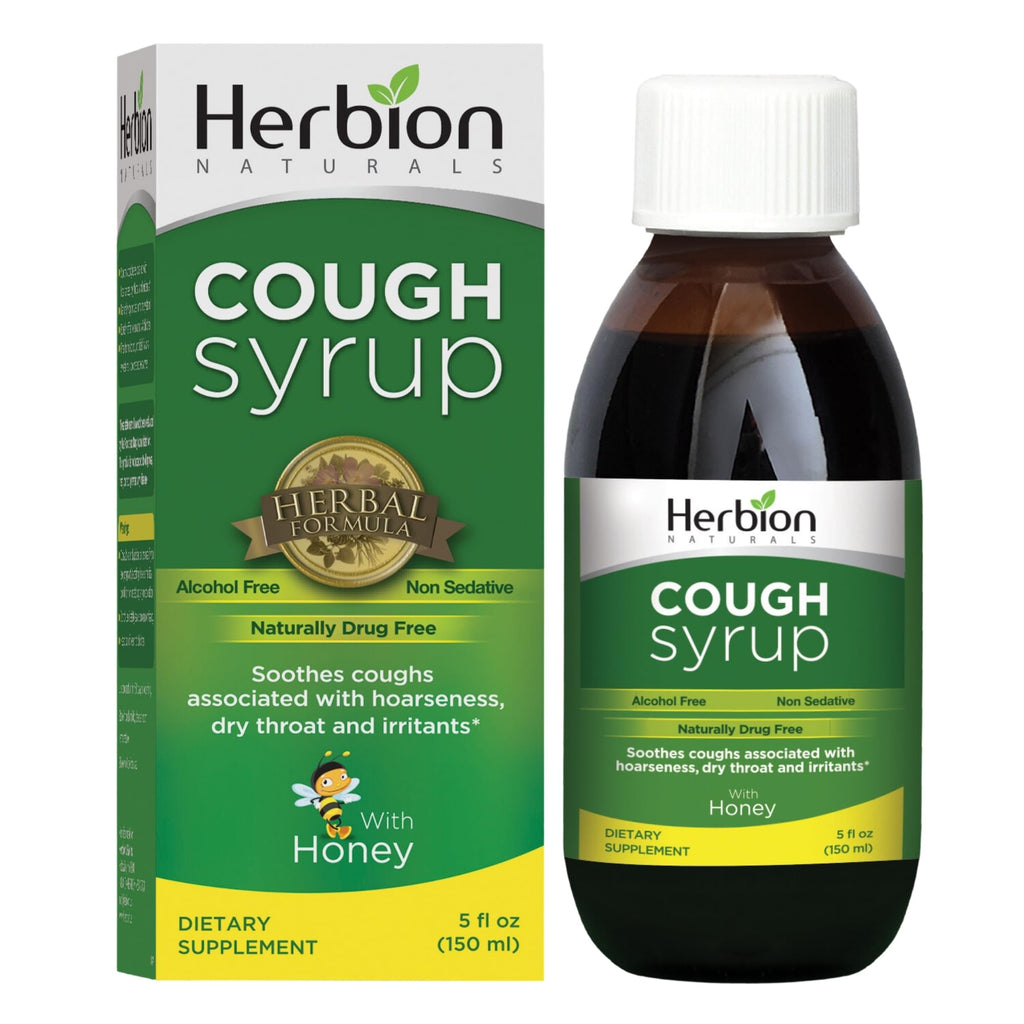 HERBION Naturals Cough Syrup with Honey, Relieves Cough & Soothes Sore Throat, Optimizes Immune, Promotes Lung Function, for Adu