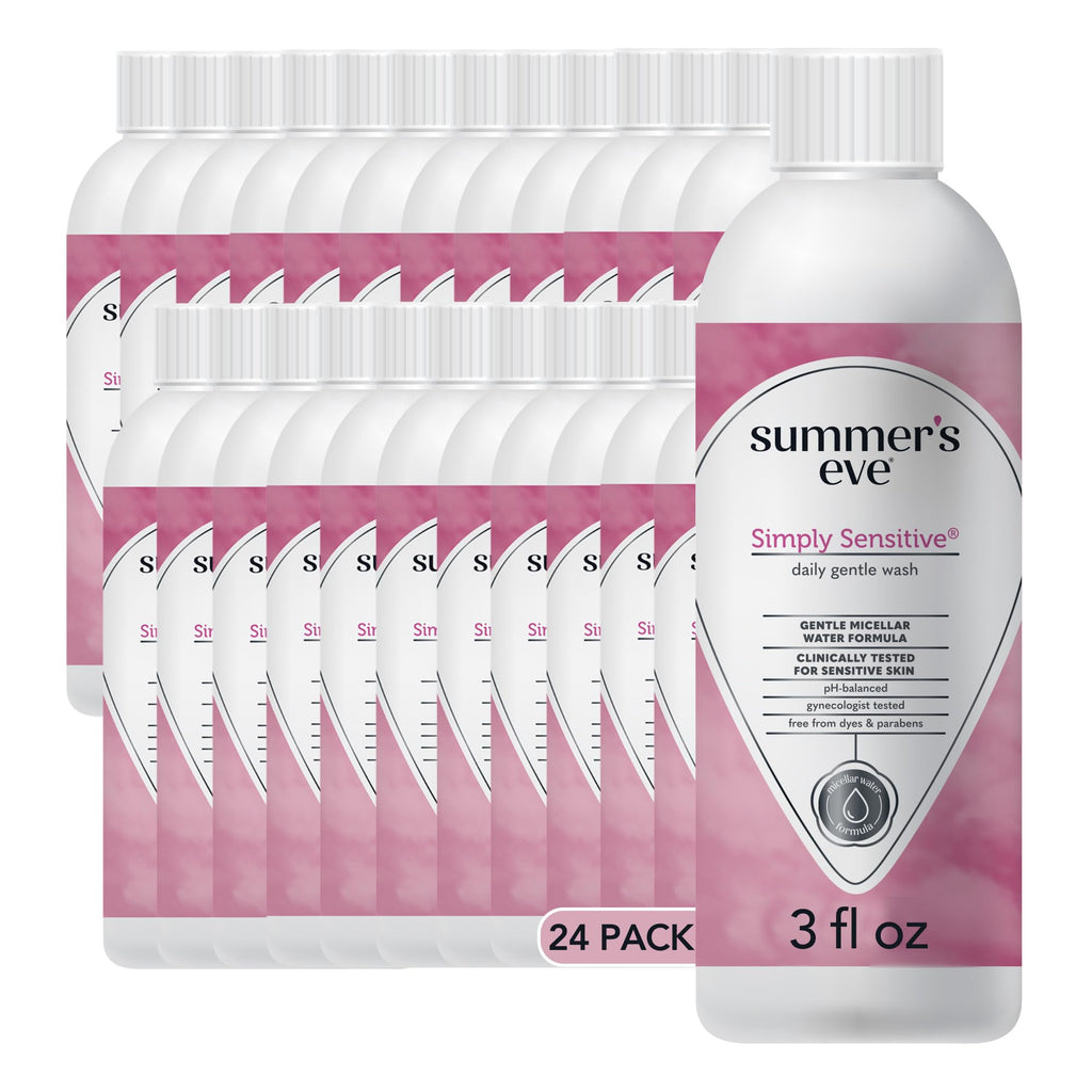 Summer's Eve Simply Sensitive Daily Gentle All Over Feminine Body Wash, Removes Odor, Feminine Wash pH Balanced, Travel Size 3 f