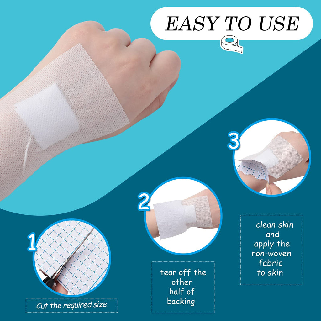 4 Rolls Non-Woven Cover Stretch Tape Breathable Non-Woven Tape Protective Adhesive Bandage Roll Film, 2 Inch x 5.47 Yard, 4 inch