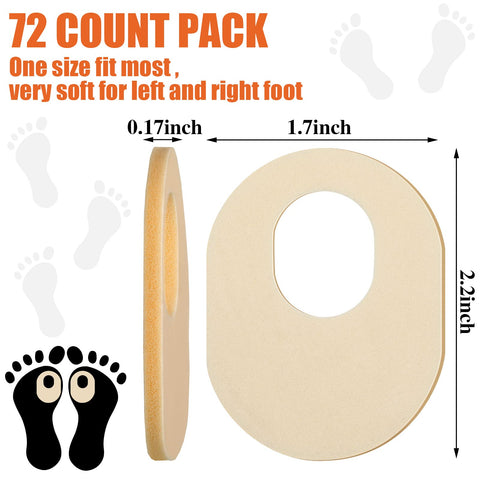 Nuanchu 72 Count Soft Foam Callus Cushions Oval Corn Cushion Pads Self Stick Adhesive Foot Care Cushions Waterproof Corn Protect