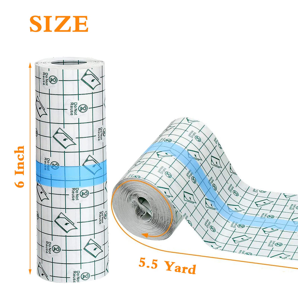 Transparent Stretch Adhesive Bandage, 6 Inch x 5.5 Yard - Waterproof Clear Film Dressing Bandages, Adhesive Bandages Shower Shie