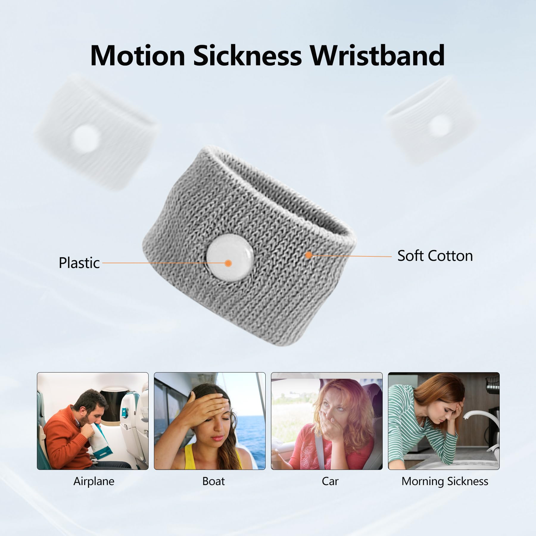 COMFYTHERA Motion Sickness Wristband, Anti-Nausea Acupressure Wrist Band for Nausea Relief, Dizziness and Vomiting from Car Sea